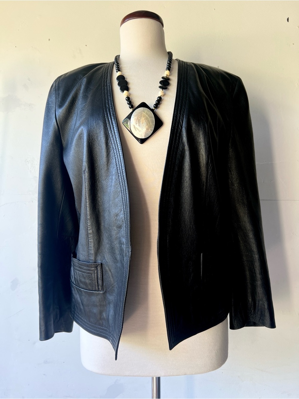 90’s Lord & Taylor Collarless Leather Jacket